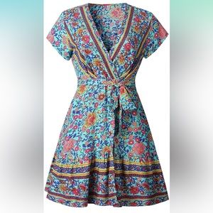 Beautiful summer dress, flowy, blue boho